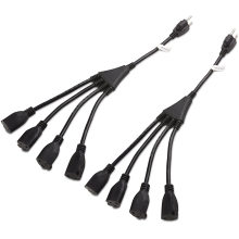 2-Pack 4 Outlet Power Splitter Cord (Power Cord Splitter) 1.5 Feet